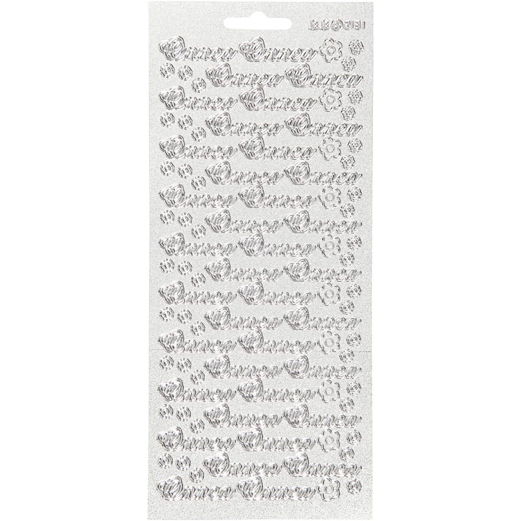 Creativ bedrijfsstickers, onnea, vel 10x23 cm, zilver, 1 vel