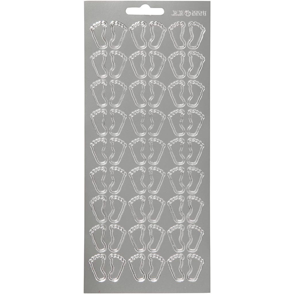 Creativ bedrijfsstickers, voeten, vel 10x23 cm, zilver, 1 vel