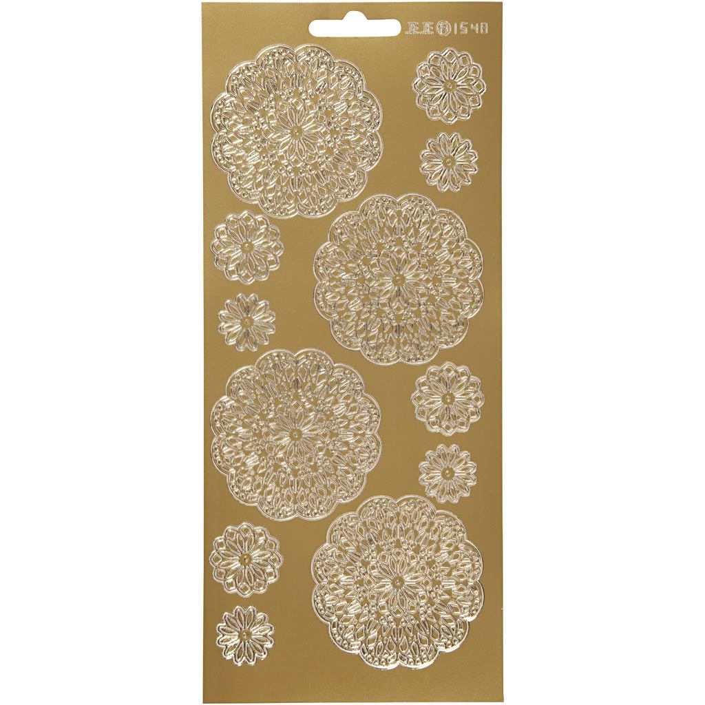 Creativ company stickers, bloemen, vel 10x23 cm, goud, 1 vel