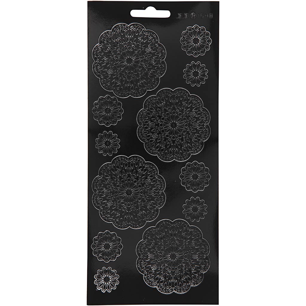 Creativ company stickers, bloemen, vel 10x23 cm, zwart, 1 vel