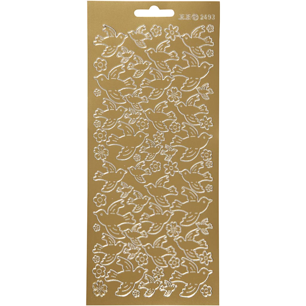Creativ company stickers, duiven, vel 10x23 cm, goud, 1 vel