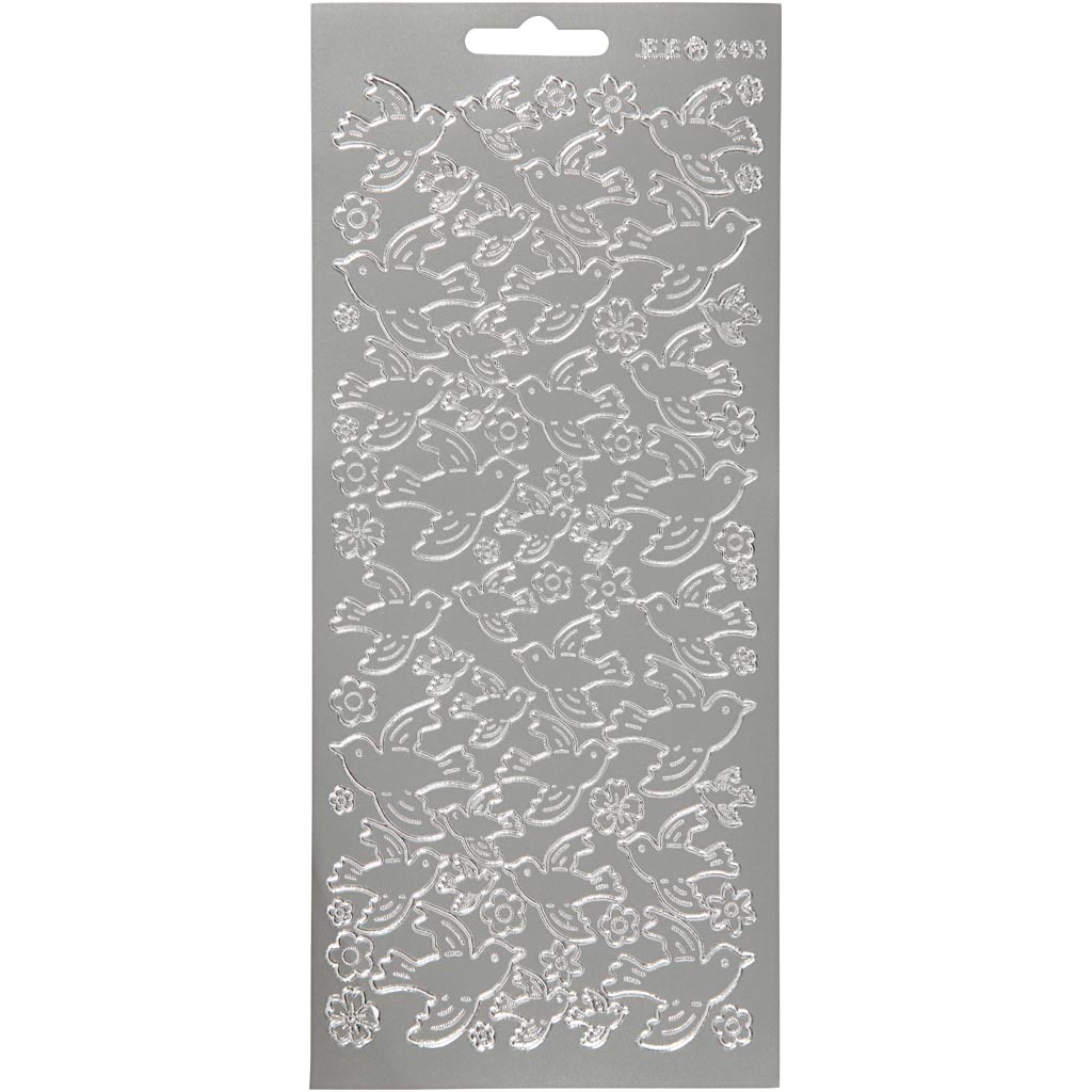 Creativ company stickers, duiven, vel 10x23 cm, zilver, 1 vel