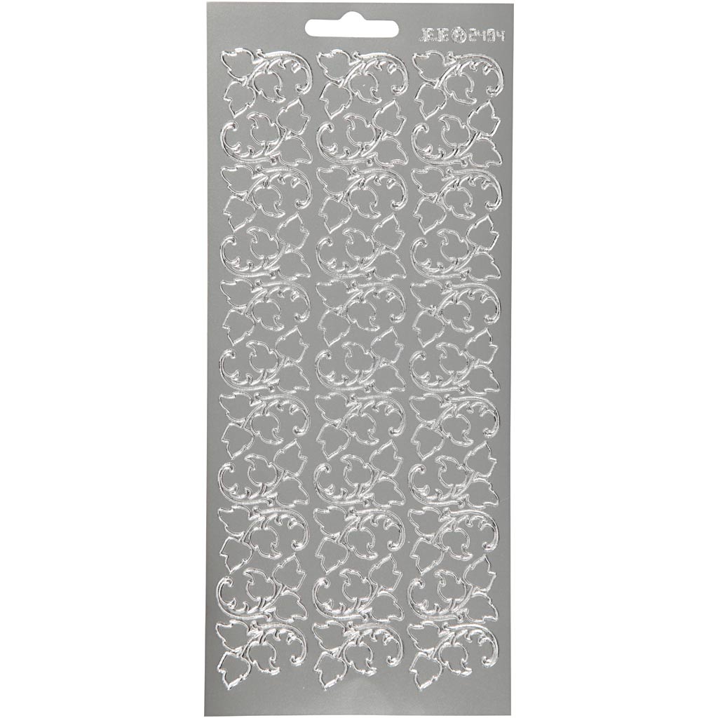 Creativ company stickers, bladeren, vel 10x23 cm, zilver, 1 vel