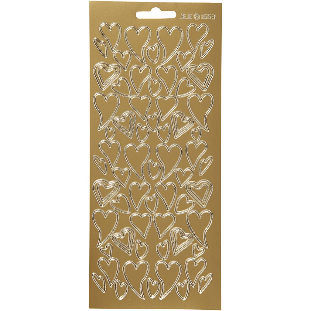 Creativ bedrijfsstickers, harten, vel 10x23 cm, goud, 1 vel