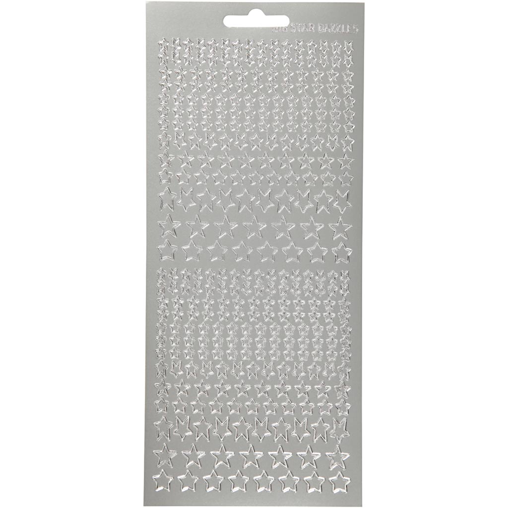 Creativ bedrijfsstickers, sterren, vel 10x23 cm, zilver, 1 vel