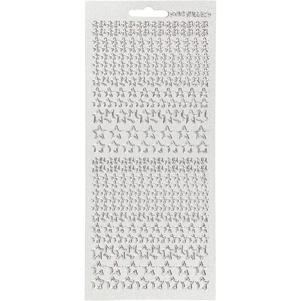 Creativ bedrijfsstickers, sterren, vel 10x23 cm, zilver, 1 vel