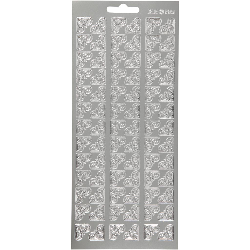 Creativ bedrijfsstickers, hoeken, vel 10x23 cm, zilver, 1 vel