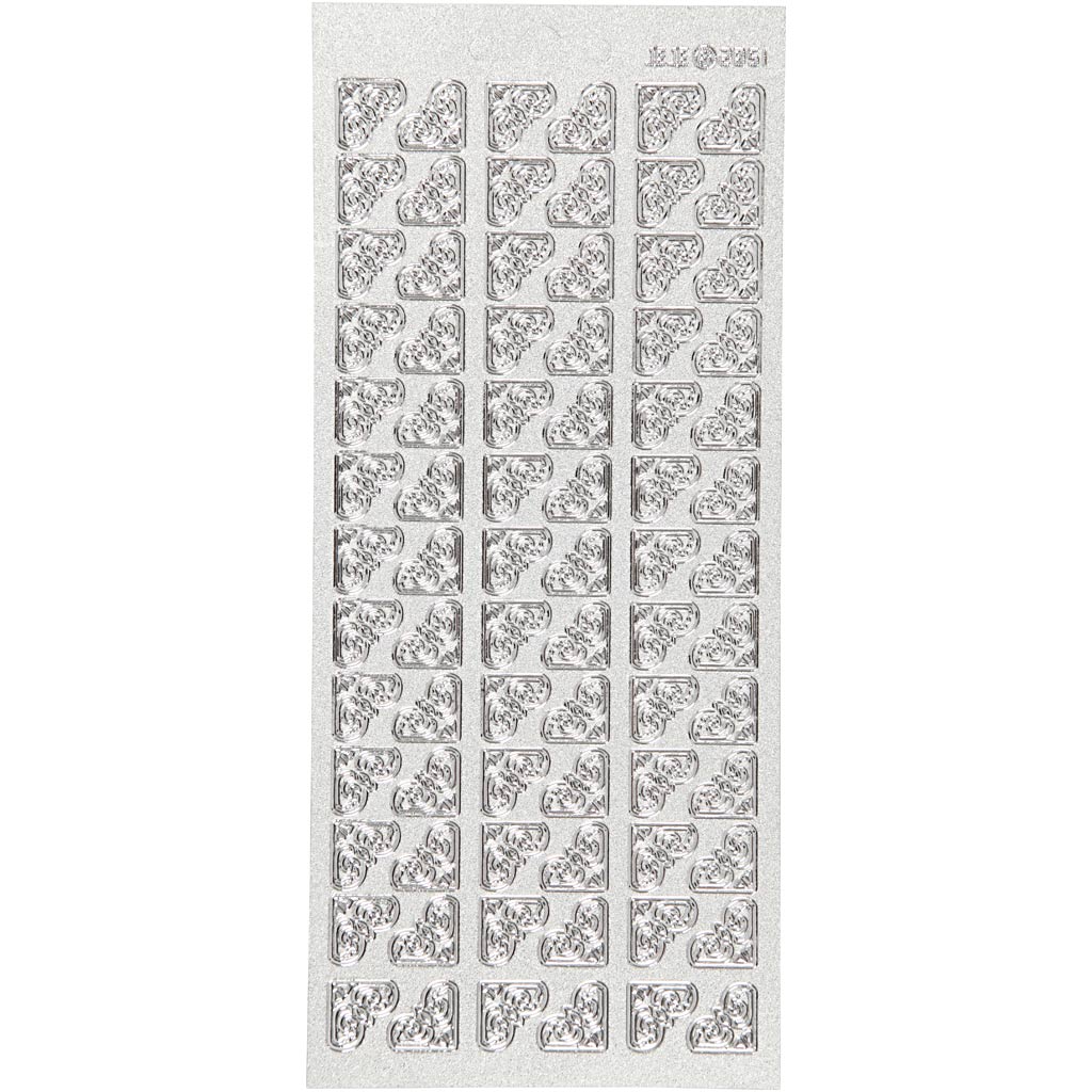 Creativ bedrijfsstickers, hoeken, vel 10x23 cm, zilver, 1 vel