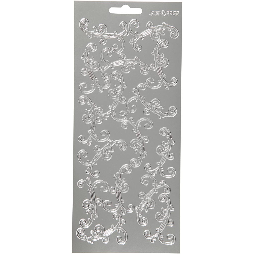Creativ company stickers, swirl, vel 10x23 cm, zilver, 1 vel
