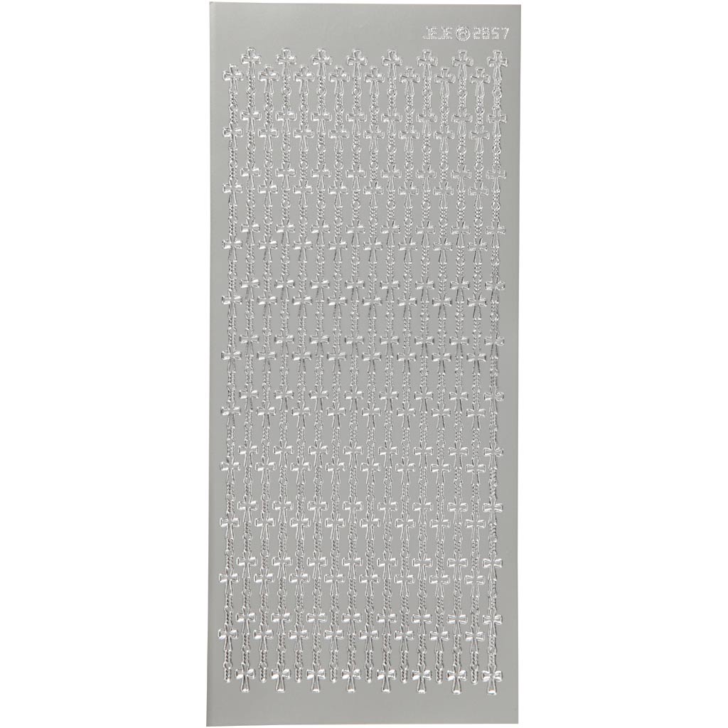 Creativ bedrijfsstickers, kruis, vel 10x23 cm, zilver, 1 vel