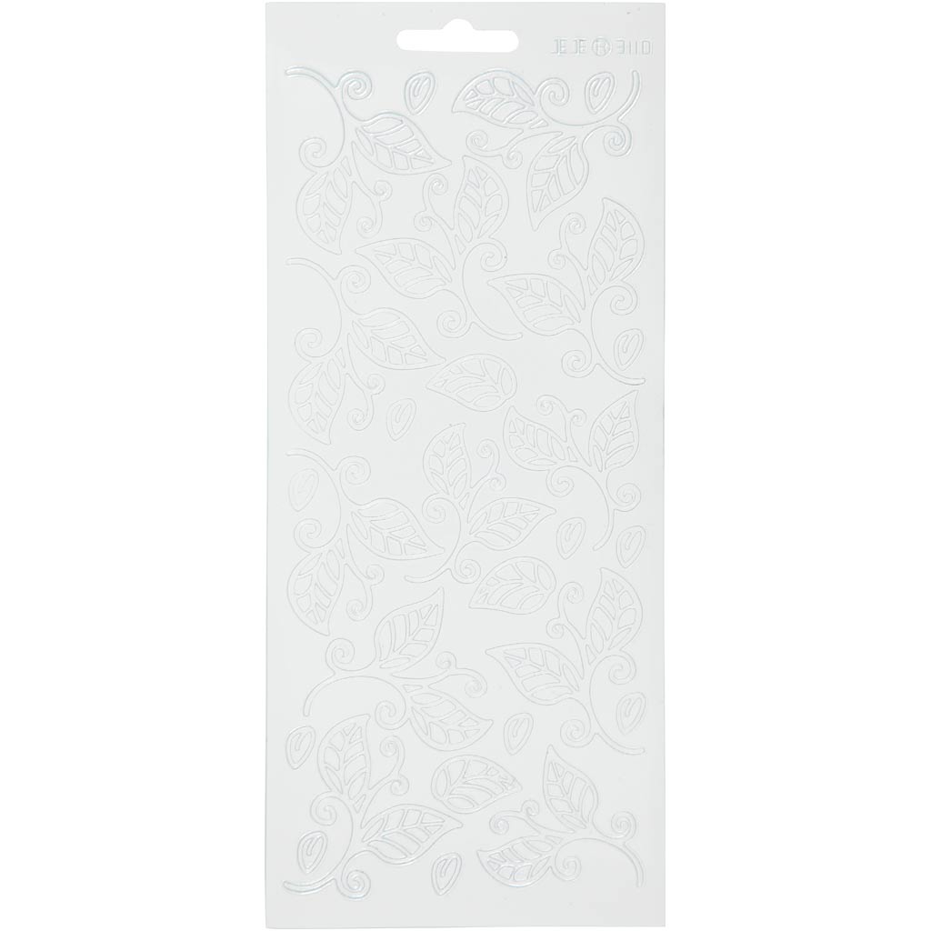 Creativ bedrijfsstickers, bladeren, vel 10x23 cm, wit, 1 vel