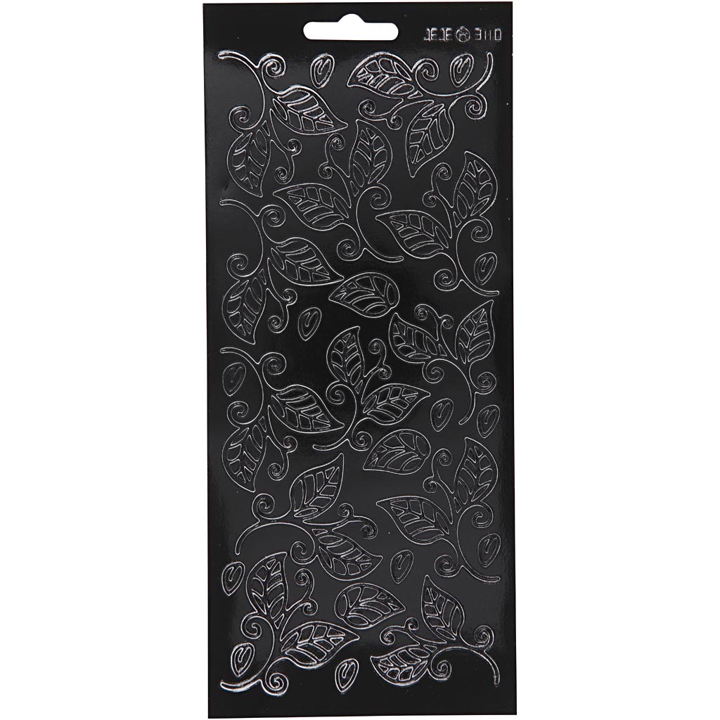 Creativ bedrijfsstickers, bladeren, vel 10x23 cm, zwart, 1 vel