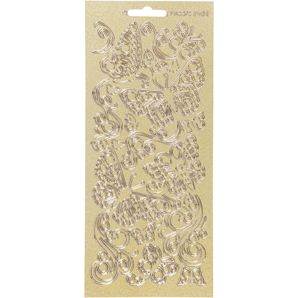 Creativ bedrijfsstickers, vlinders, vel 10x23 cm, goud, 1 vel