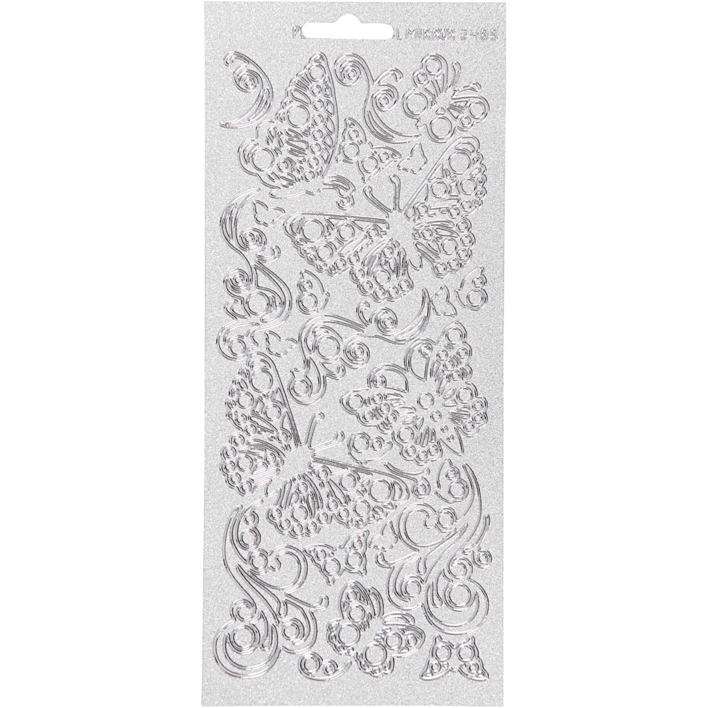 Creativ bedrijfsstickers, vlinders, vel 10x23 cm, zilver, 1 vel