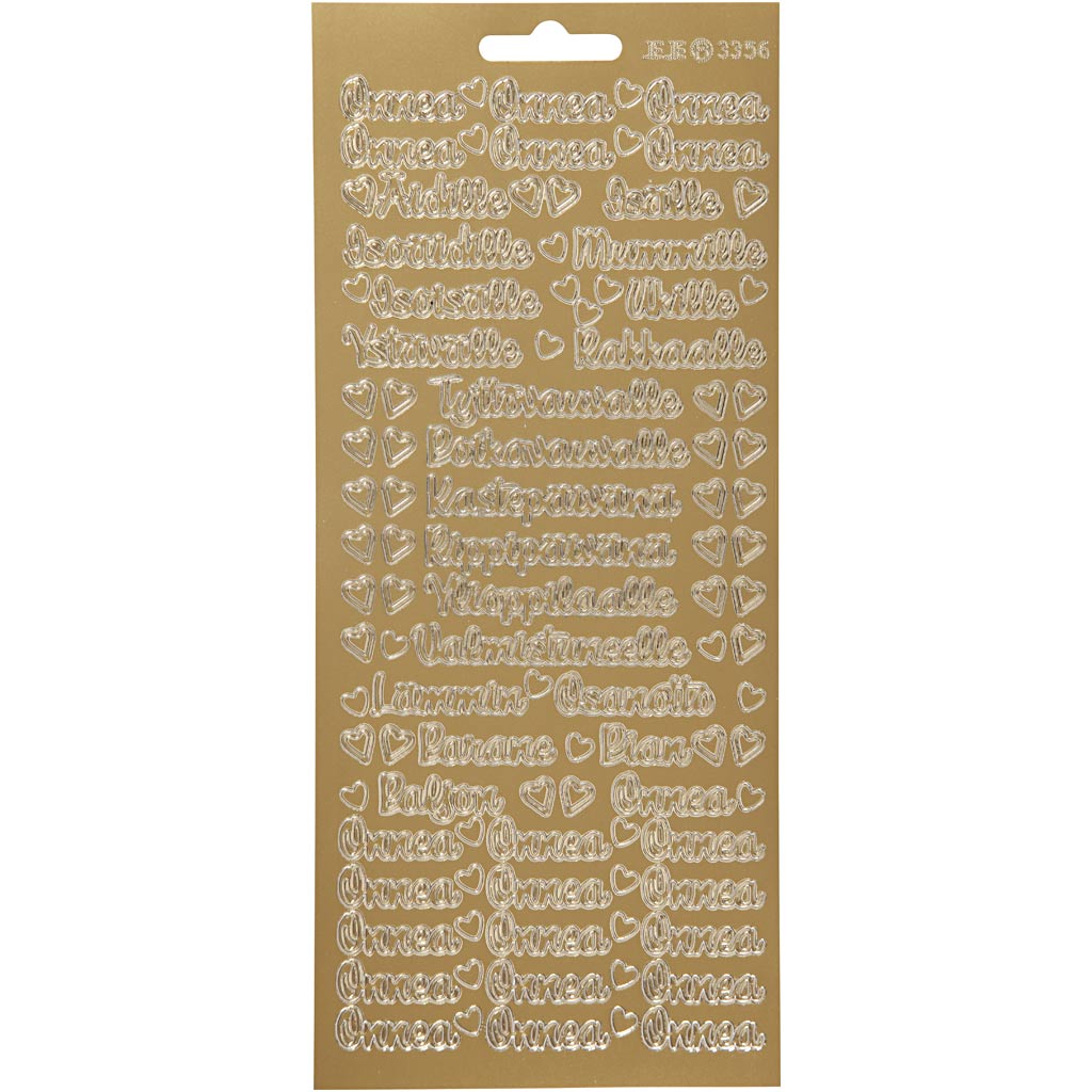 Creativ company stickers, onnea aidille, vel 10x23 cm, goud, 1 vel