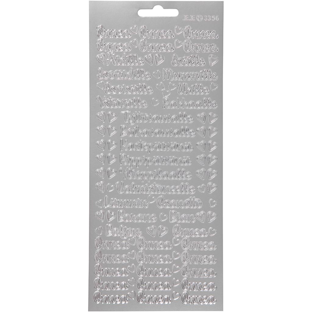 Creativ bedrijfsstickers, onnea aidille, vel 10x23 cm, zilver, 1 vel