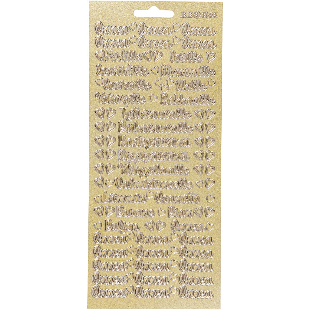 Creativ bedrijfsstickers, onnea aidille, vel 10x23 cm, goud, 1 vel