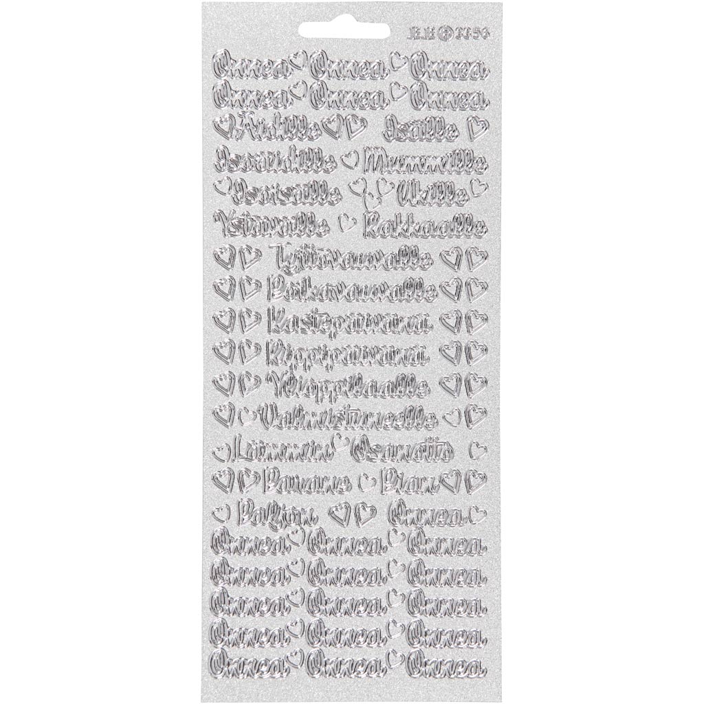 Creativ company stickers, onnea aidille, vel 10x23 cm, zilver, 1 vel