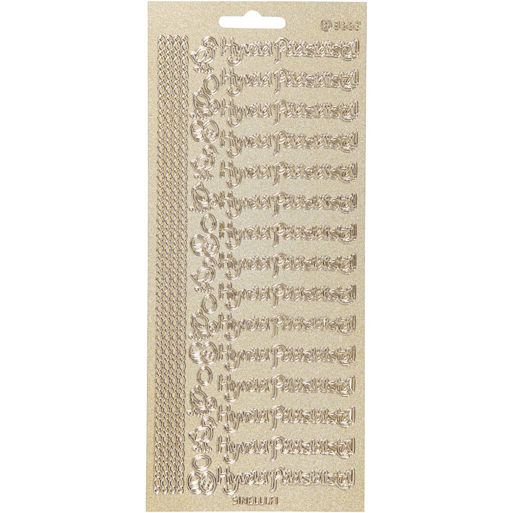Creativ bedrijfsstickers, hyvaa pääsiäistä, vel 10x23 cm, goud, 1 vel