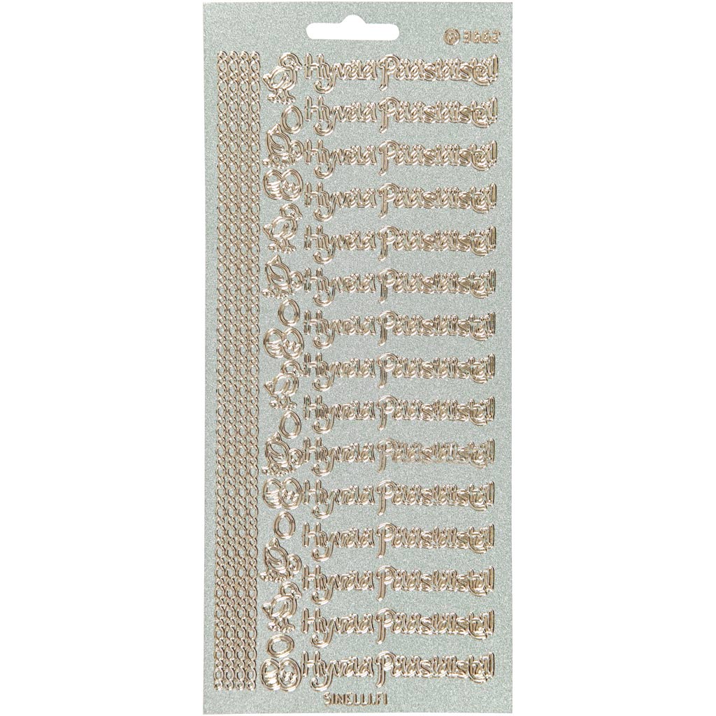 Creativ bedrijfsstickers, hyvaa pääsiäistä, vel 10x23 cm, goud, 1 vel