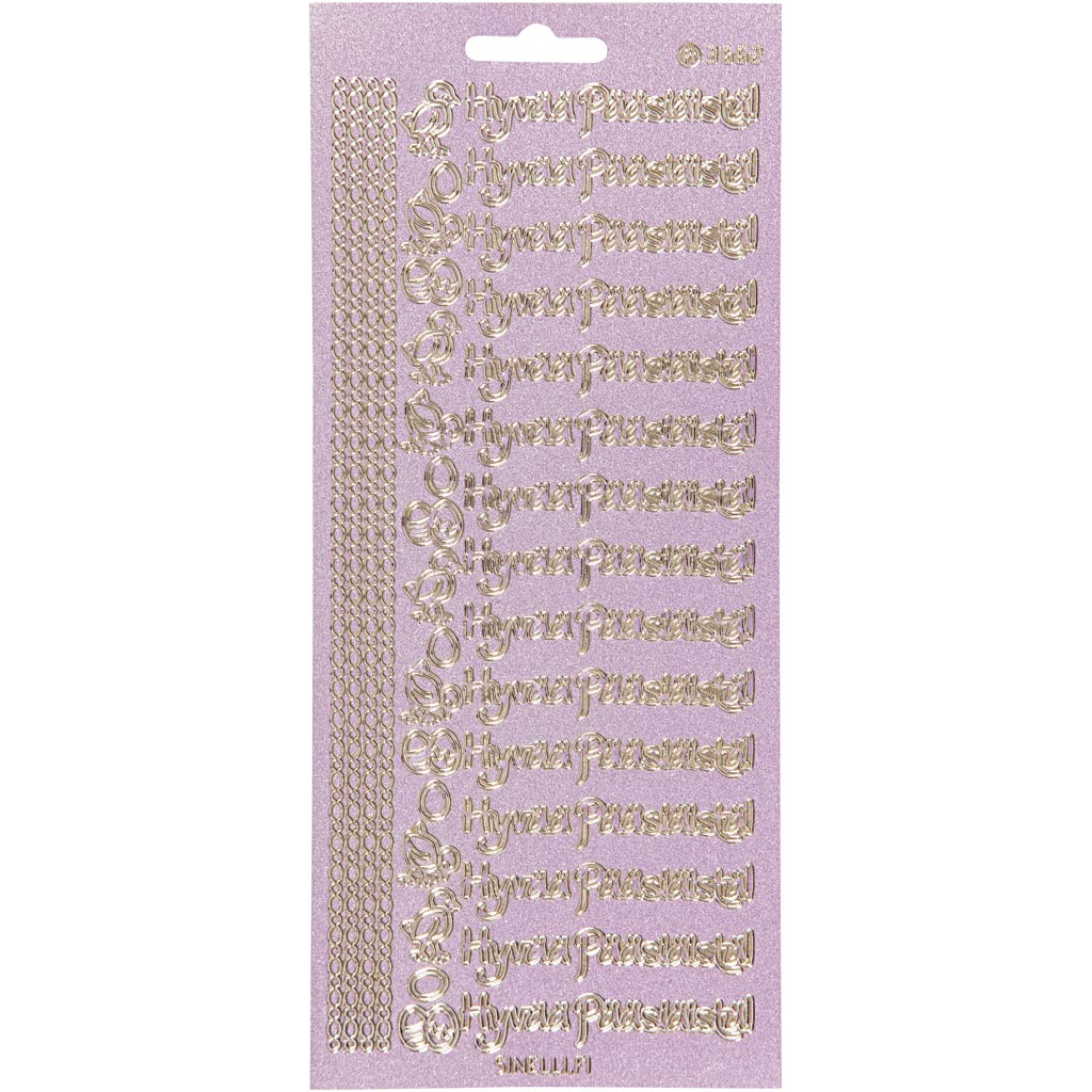 Creativ bedrijfsstickers, hyvaa pääsiäistä, vel 10x23 cm, goud, 1 vel
