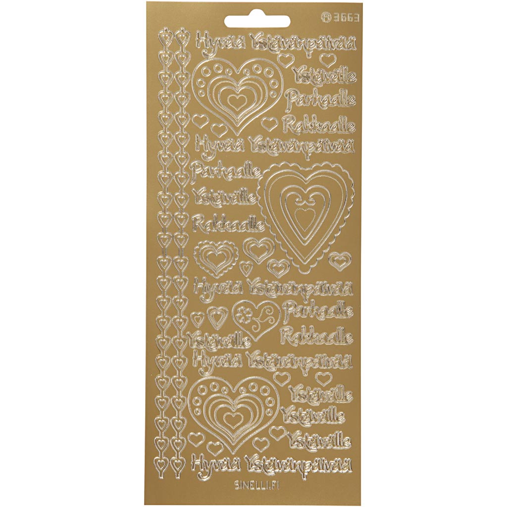 Creativ company stickers, hyvaa ystävänpäivää, vel 10x23 cm, goud, 1 vel
