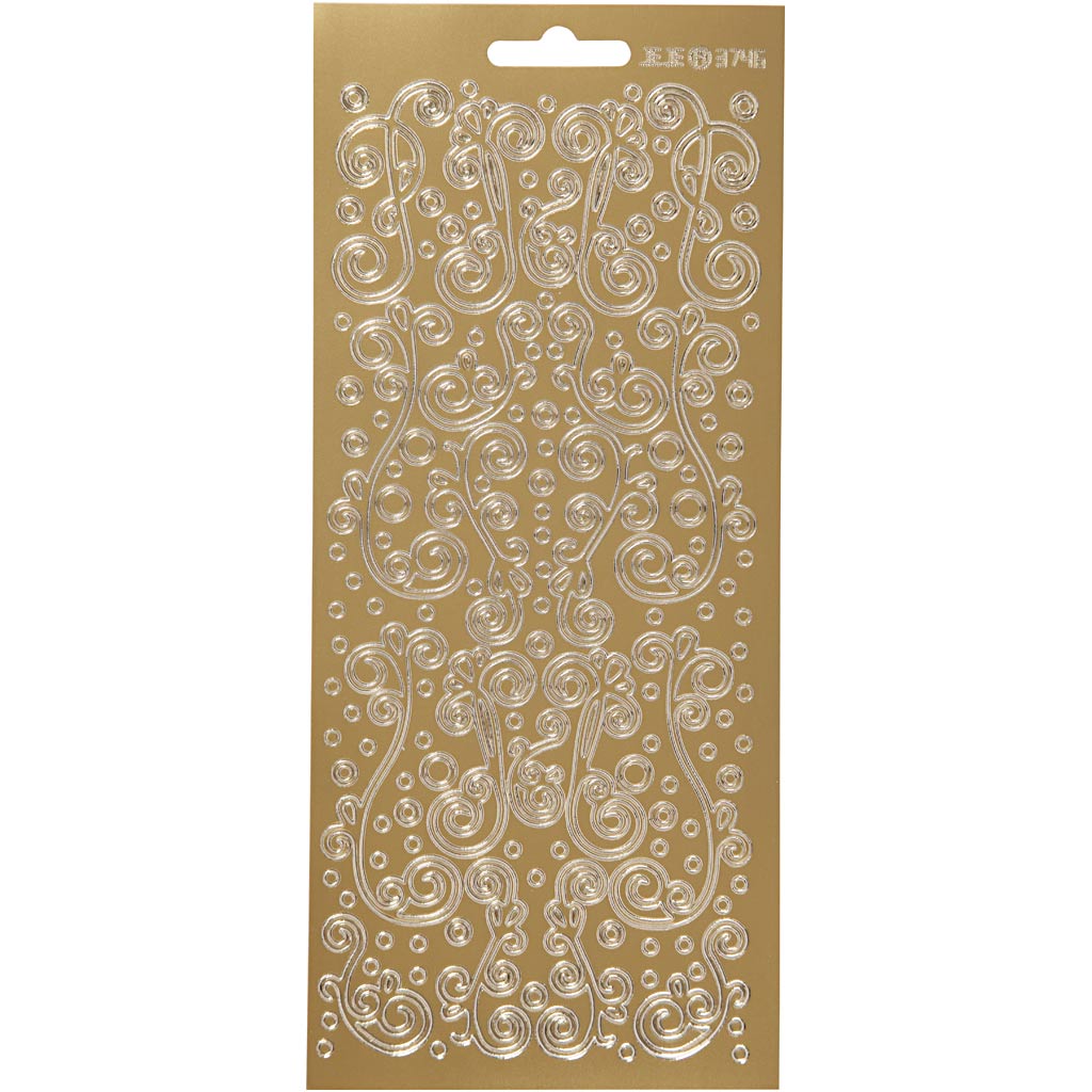 Creativ company stickers, swirl, vel 10x23 cm, goud, 1 vel
