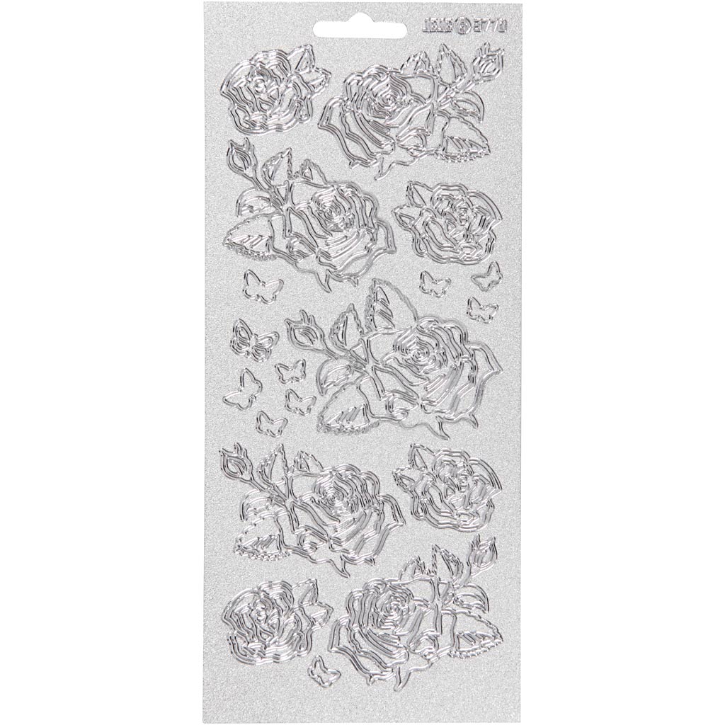 Creativ bedrijfsstickers, rozen, vel 10x23 cm, zilver, 1 vel