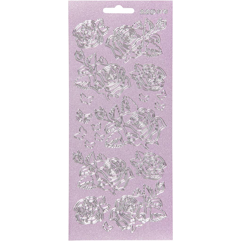 Creativ bedrijfsstickers, rozen, vel 10x23 cm, zilver, 1 vel