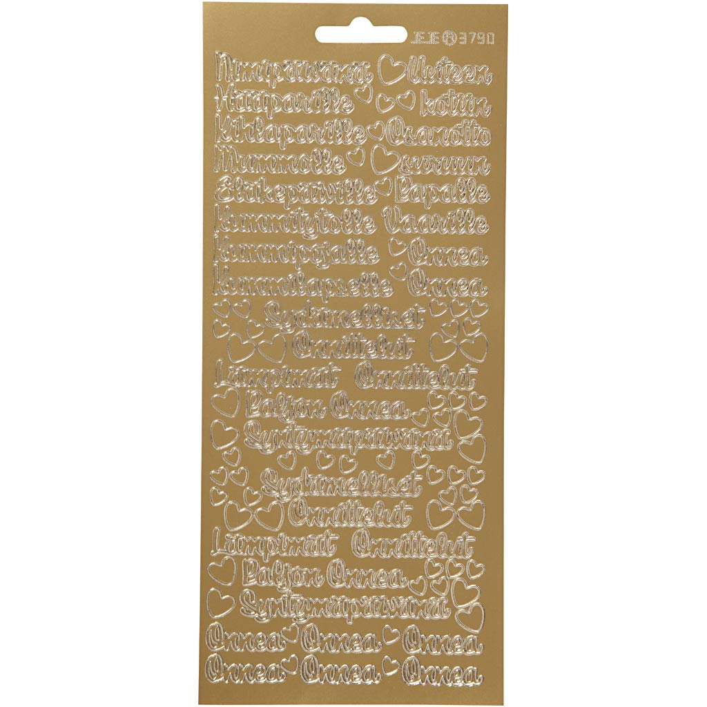 Creativ bedrijfsstickers, nimipäivänä, vel 10x23 cm, goud, 1 vel