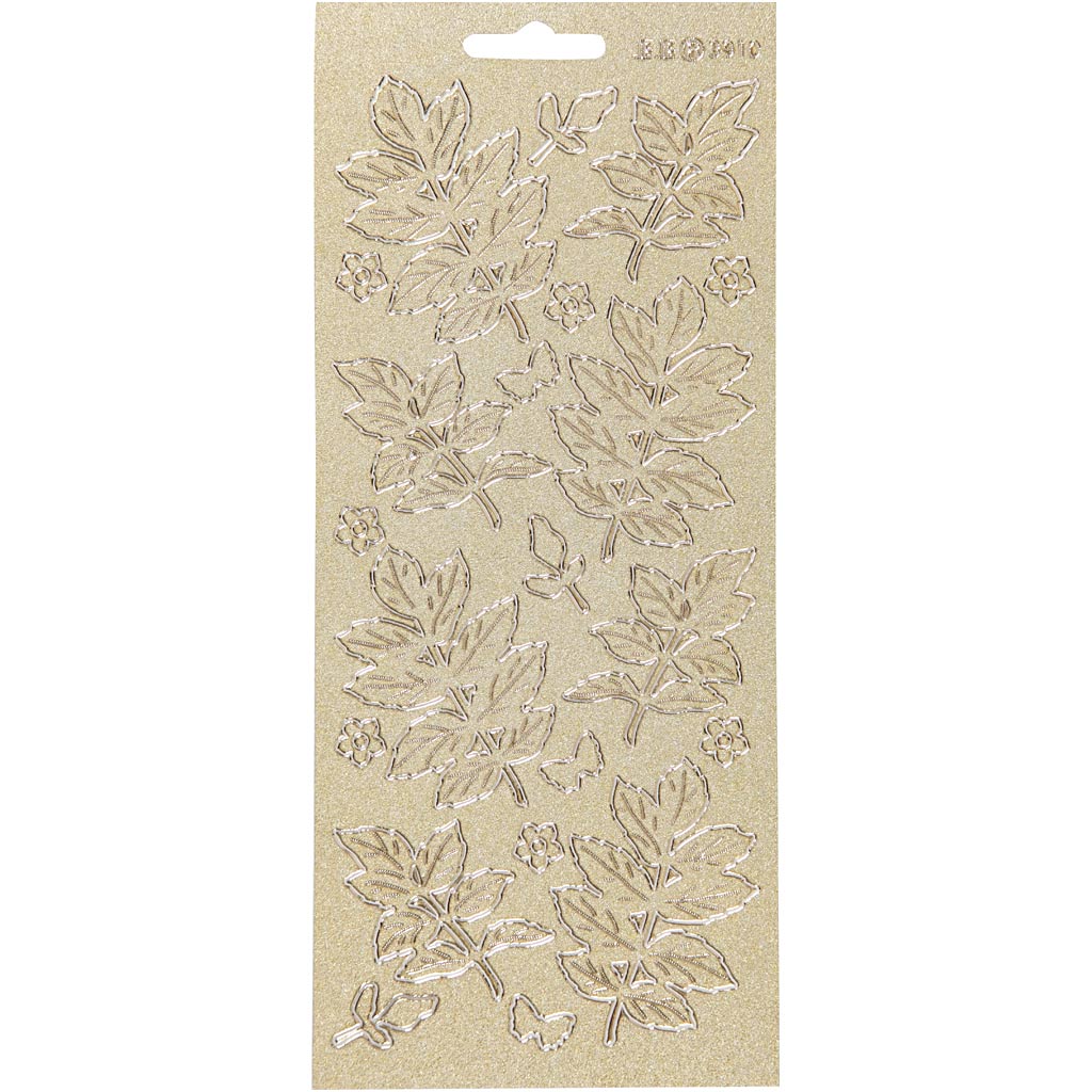 Creativ bedrijfsstickers, bladeren, vel 10x23 cm, goud, 1 vel