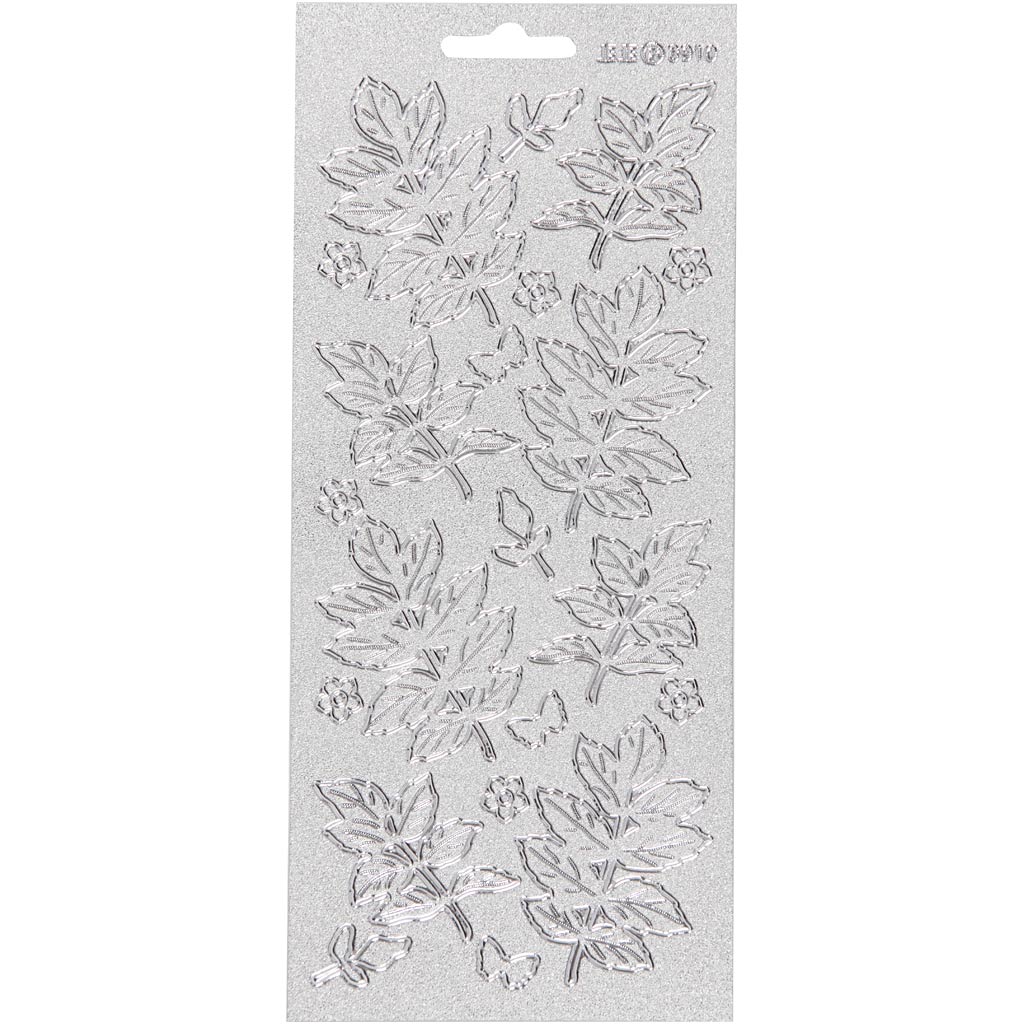 Creativ bedrijfsstickers, bladeren, vel 10x23 cm, zilver, 1 vel
