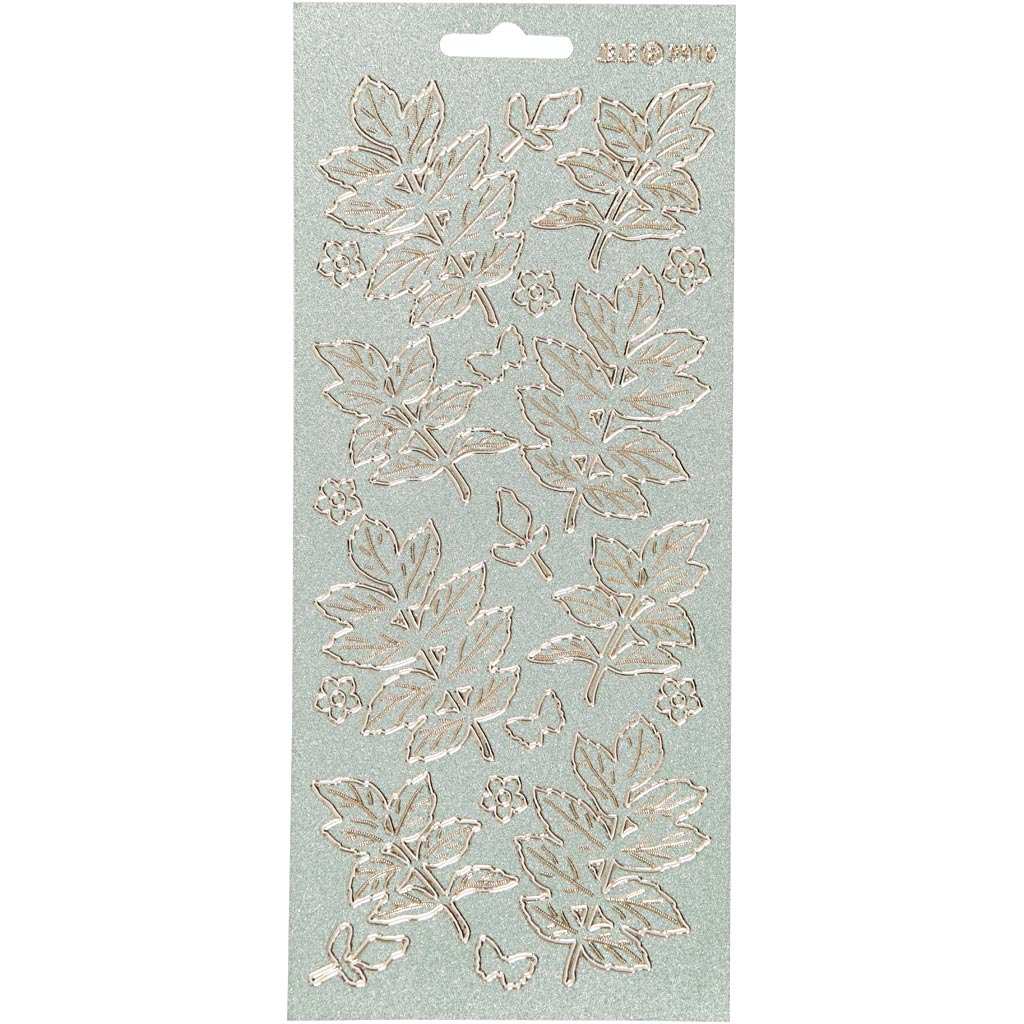 Creativ bedrijfsstickers, bladeren, vel 10x23 cm, goud, 1 vel