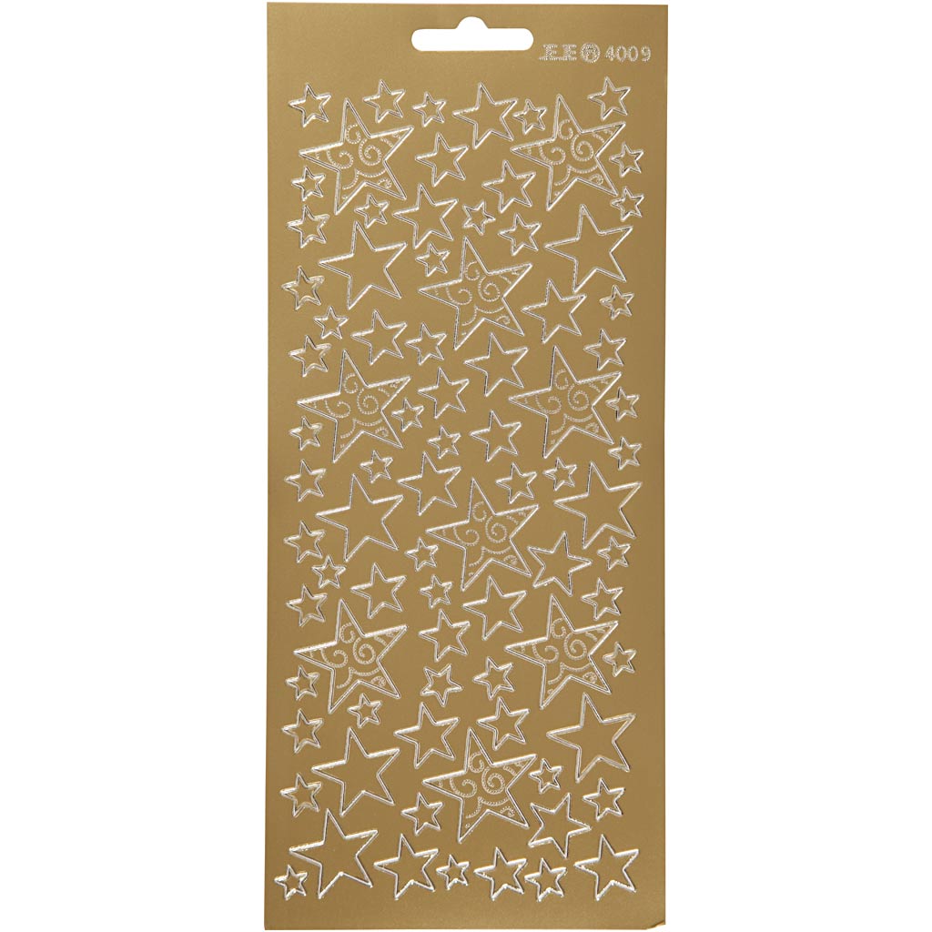 Creativ company stickers, sterren, vel 10x23 cm, goud, 1 vel
