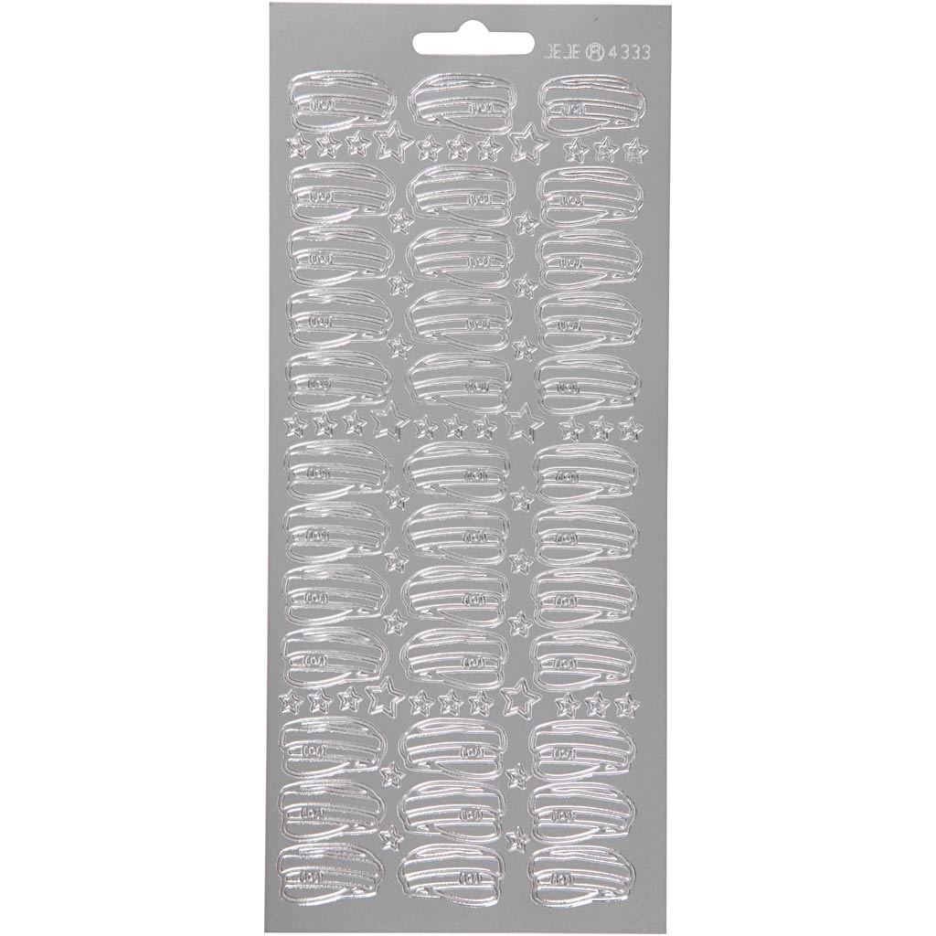 Creativ company stickers, hoed, vel 10x23 cm, zilver, 1 vel