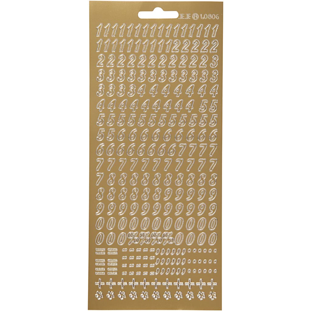 Creativ company stickers, cijfers, vel 10x23 cm, goud, 1 vel