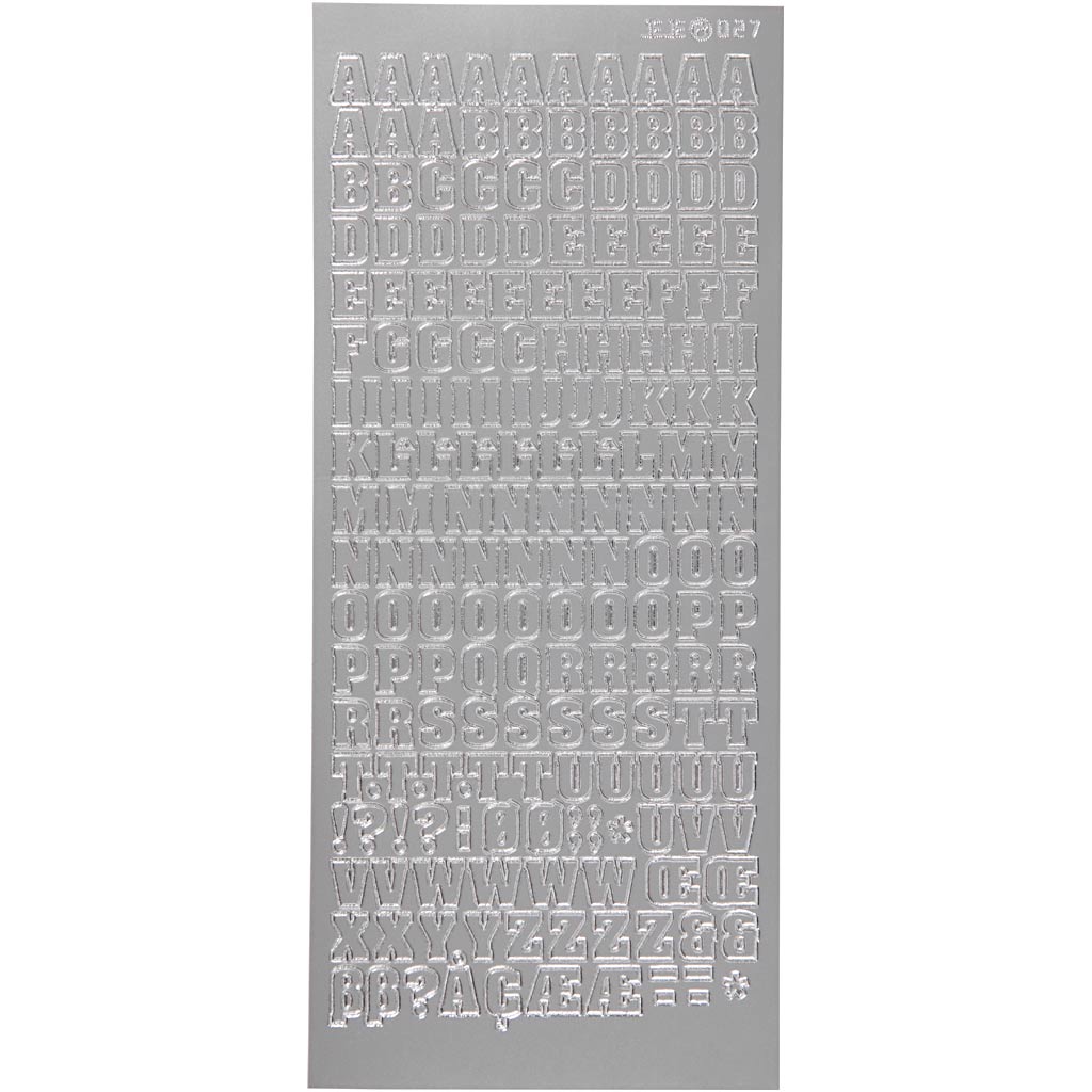 Creative bedrijfsstickers, alfabet, vel 10x23 cm, zilver, 1 vel