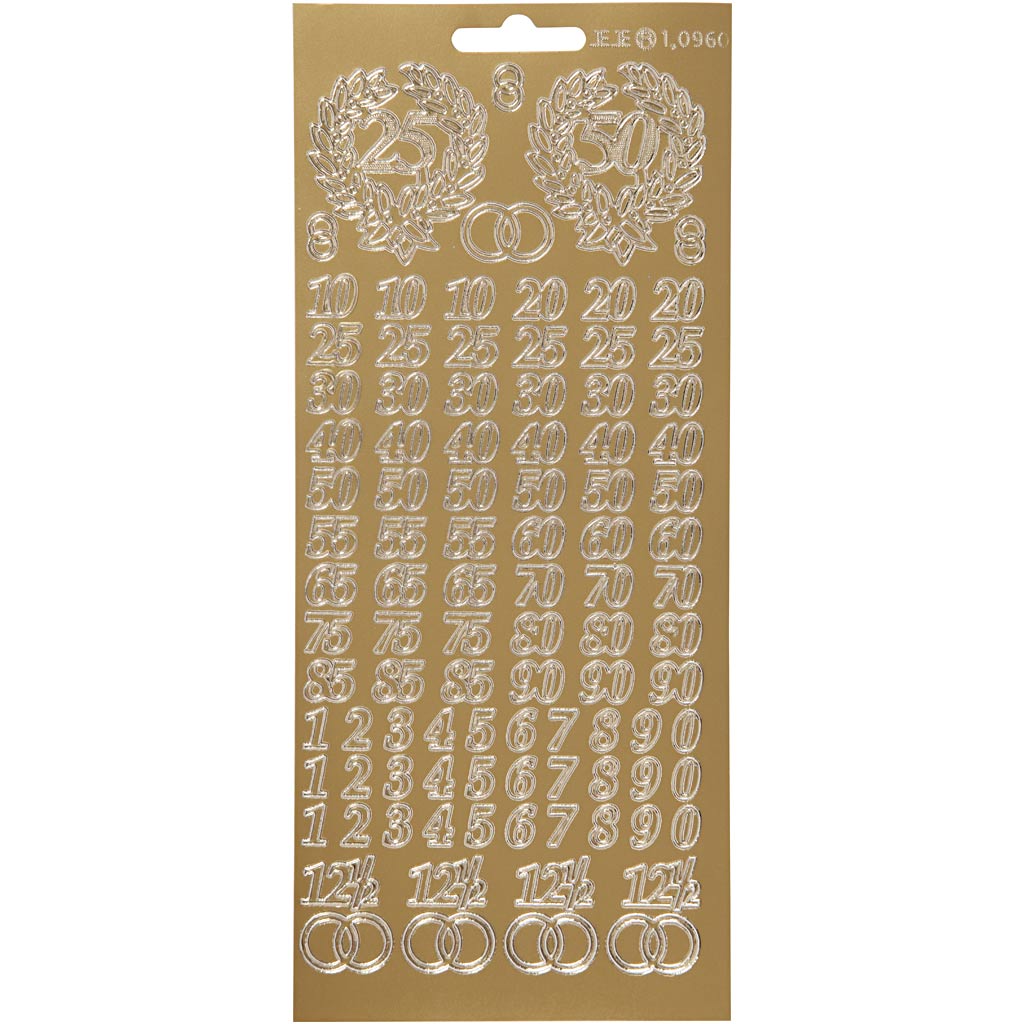 Creativ company stickers, jubileum, vel 10x23 cm, goud, 1 vel
