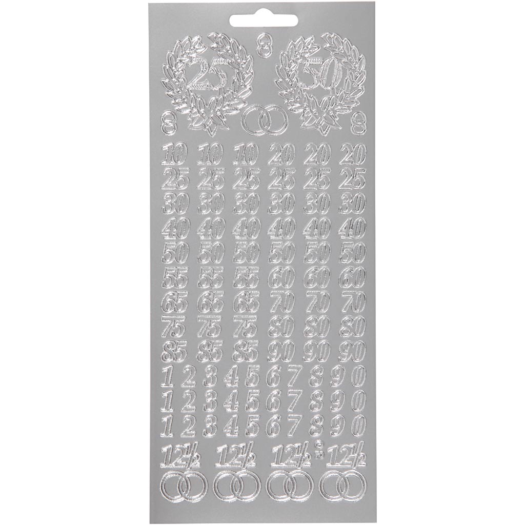 Creativ company stickers, jubileum, vel 10x23 cm, zilver, 1 vel