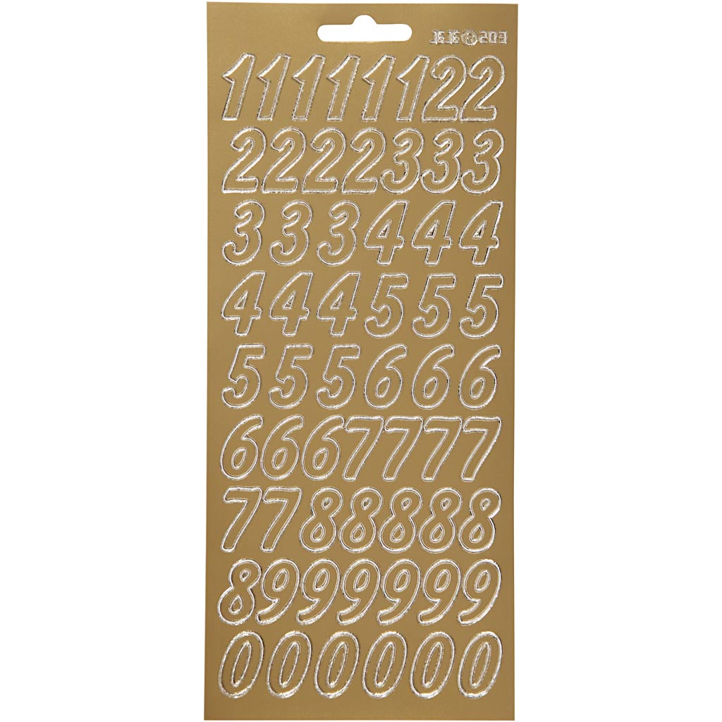 Creativ company stickers, cijfers, vel 10x23 cm, goud, 1 vel