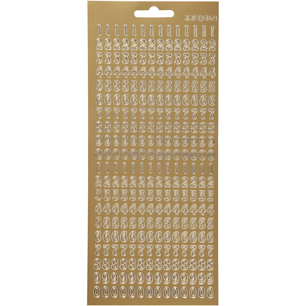 Creative bedrijfsstickers, cijfers, vel 10x23 cm, goud, 1 vel