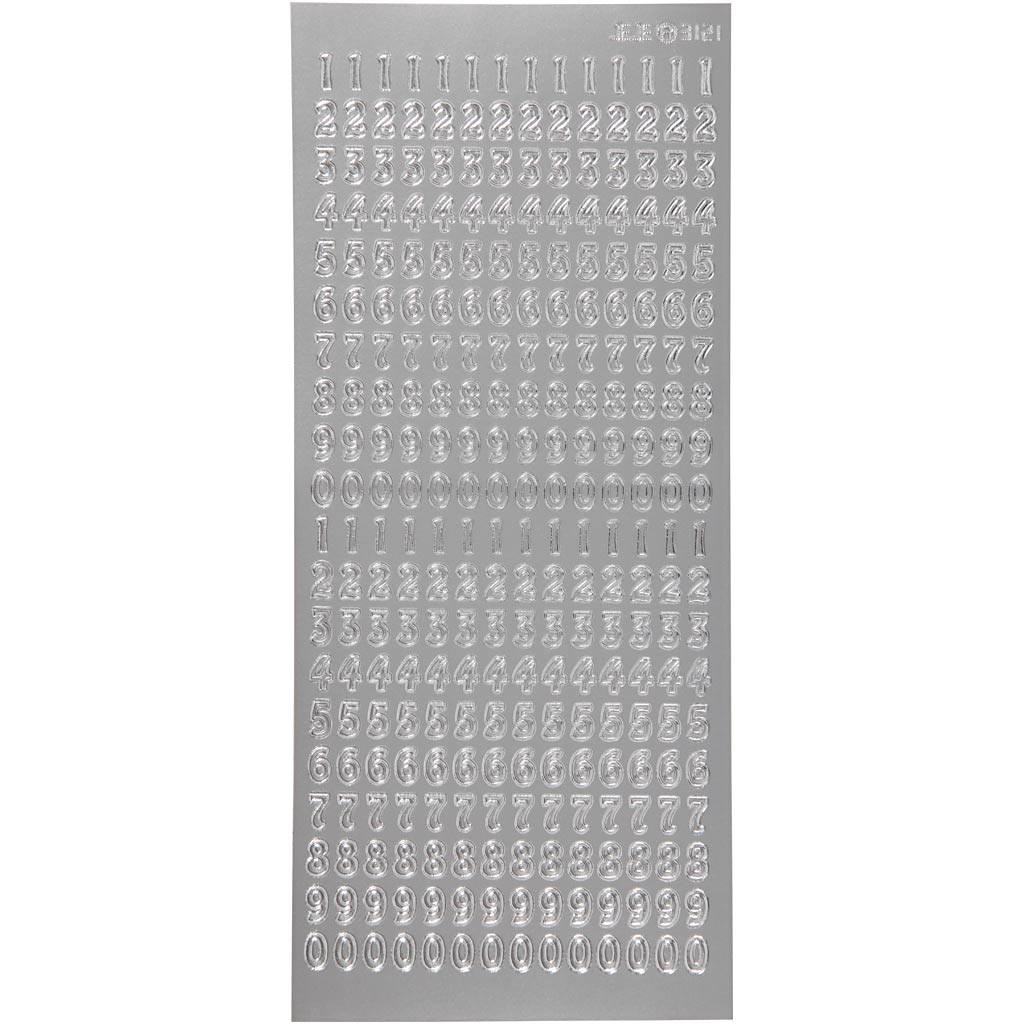 Creative bedrijfsstickers, cijfers, vel 10x23 cm, zilver, 1 vel