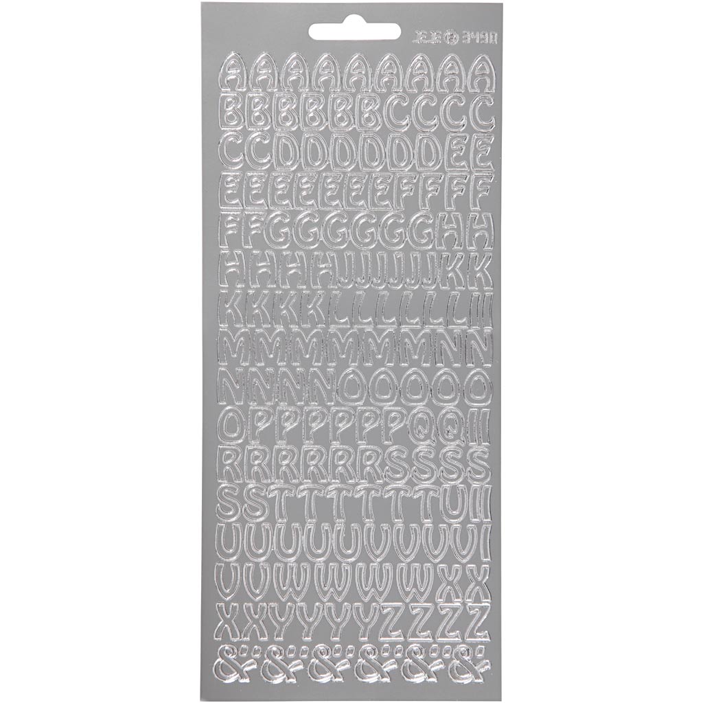 Creative bedrijfsstickers, alfabet, vel 10x23 cm, zilver, 1 vel