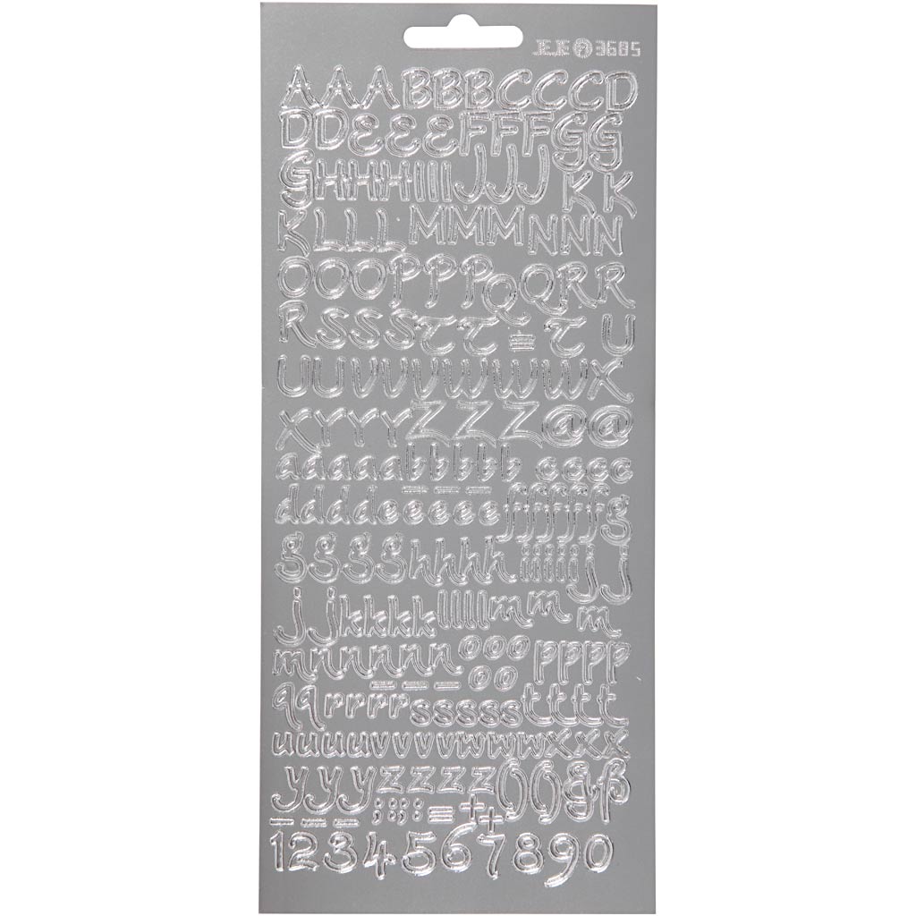 Creative bedrijfsstickers, alfabet, vel 10x23 cm, zilver, 1 vel
