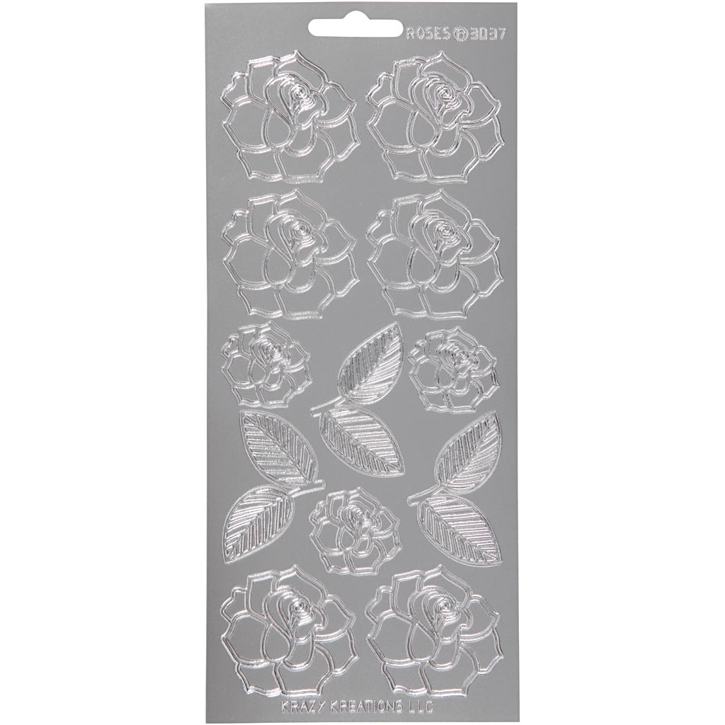 Creativ company stickers, rozen, vel 10x23 cm, zilver, 1 vel