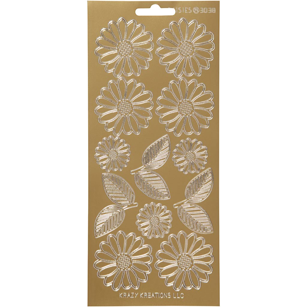 Creativ company stickers, margrieten, vel 10x23 cm, goud, 1 vel