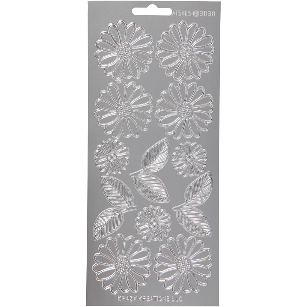 Creativ bedrijfsstickers, margriet, vel 10x23 cm, zilver, 1 vel