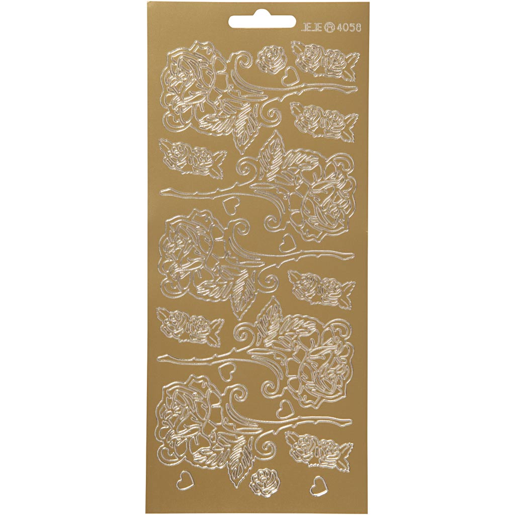 Creativ company stickers, rozen, vel 10x23 cm, goud, 1 vel
