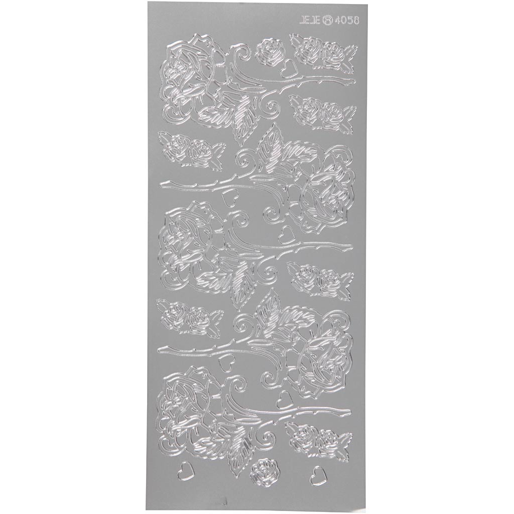 Creativ company stickers, rozen, vel 10x23 cm, zilver, 1 vel