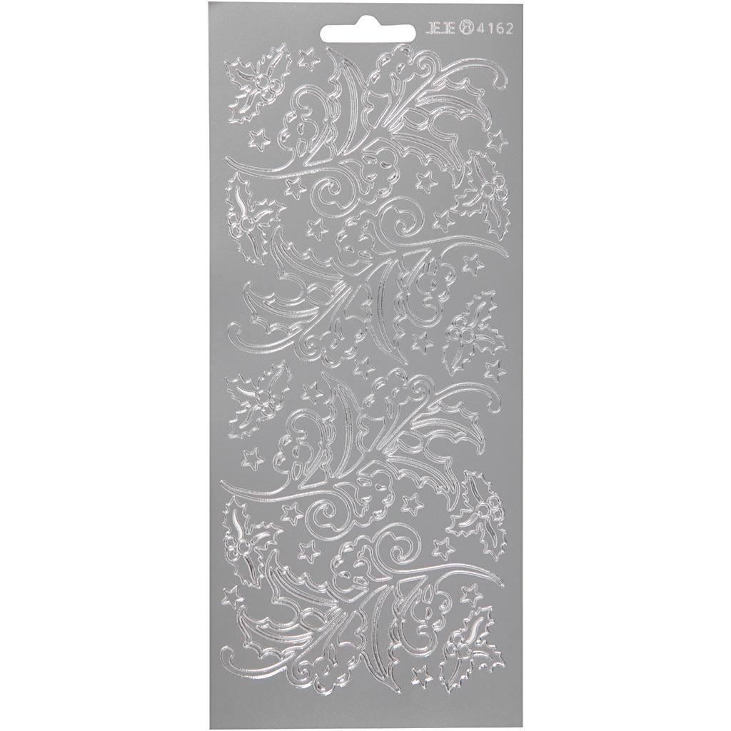 Creativ bedrijfsstickers, hulst, vel 10x23 cm, zilver, 1 vel